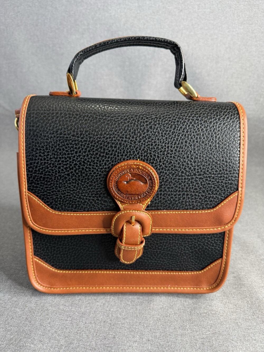Vintage Dooney & Bourke AWL Surrey Carrier Bag Crossbody Black Leather